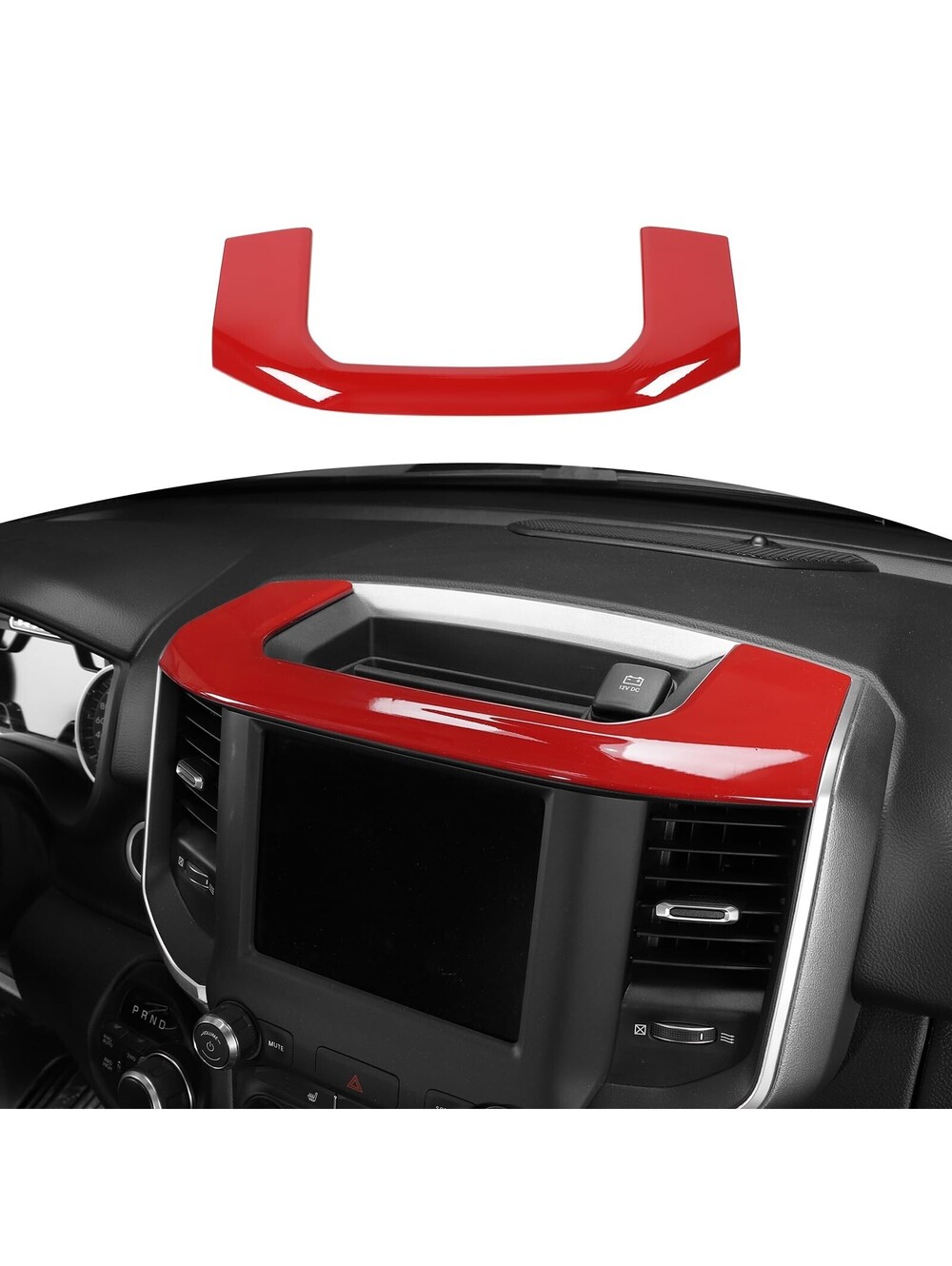 Red Dashboard Storage Bin Trim Cover for 2018-2025 RAM 1500 2500 3500 ABS